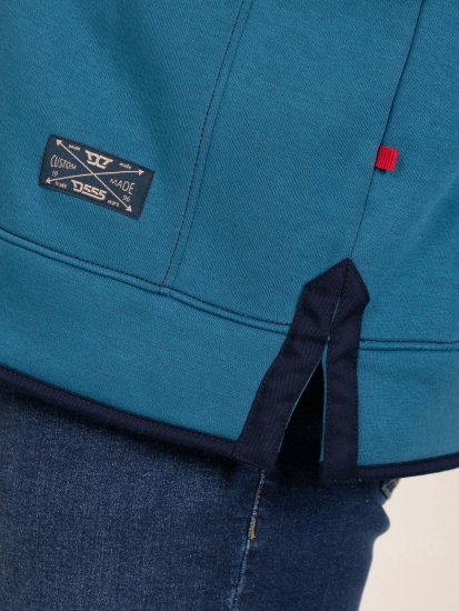 D555 Conway 1 1/4 Zip Neck Fleece Sweatshirt With Bear Logo Teal - Sweatshirts & hoodies - Sweatshirts/Hoodies grande taille homme