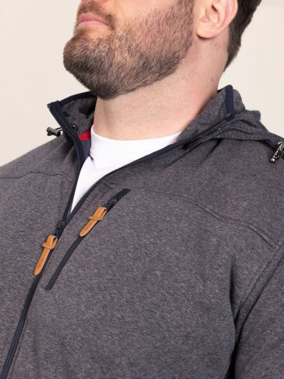 D555 Conrad Detachable Hood Bonded Fleece Zip Through Hoody TALL Bleu marine - TALL sweatshirts - Sweats et hoodies TALL