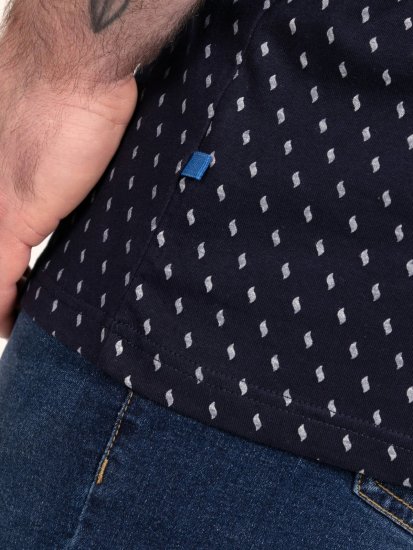 D555 Reid AOP Polo With Jacquard Collar, Pocket And Cuffs Bleu marine - Polos - Polos homme grande taille