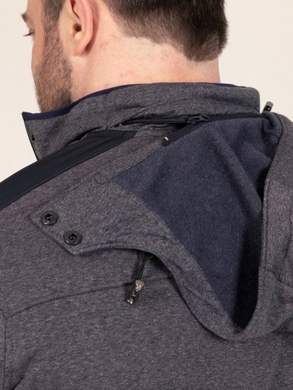 D555 Conrad Detachable Hood Bonded Fleece Zip Through Hoody Bleu marine - Sweatshirts & hoodies - Sweatshirts/Hoodies grande taille homme