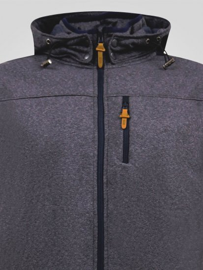 D555 Conrad Detachable Hood Bonded Fleece Zip Through Hoody Bleu marine - Sweatshirts & hoodies - Sweatshirts/Hoodies grande taille homme