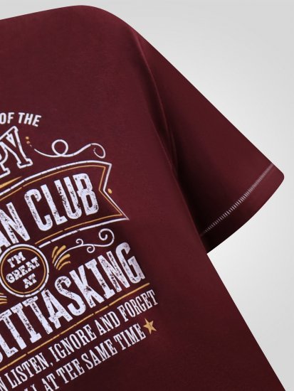 D555 Baldwin Grumpy Old Man Club Print Crew Neck T-shirt Burgundy/ Black Twist - T-shirts - T-shirts Homme Grande Taille