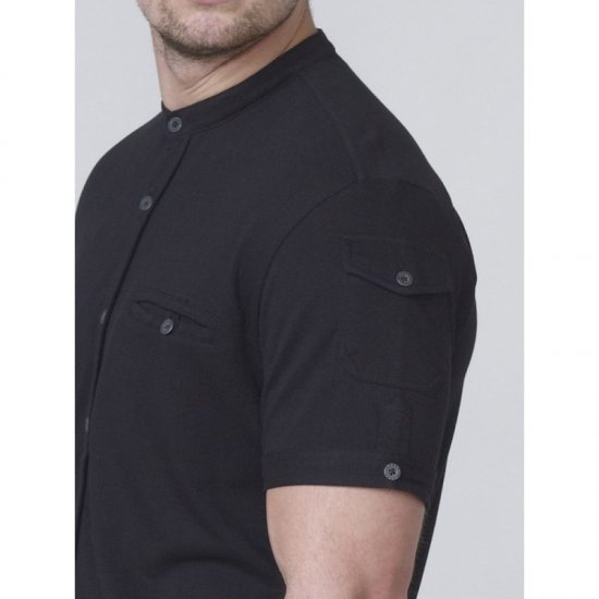 D555 Archer Collarless Shirt Black - Chemises - Chemises Grandes Tailles Hommes