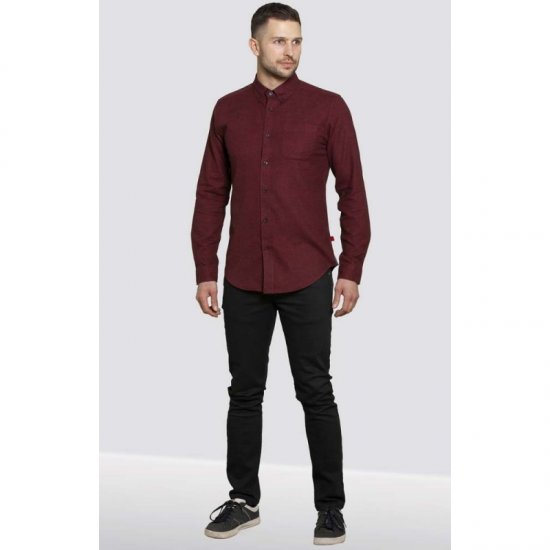 D555 Dawson Textured Shirt Dark Red - Chemises - Chemises Grandes Tailles Hommes