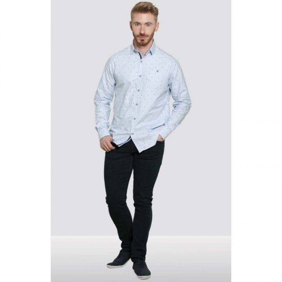 D555 Addington Printed Oxford Shirt Blue - Chemises - Chemises Grandes Tailles Hommes