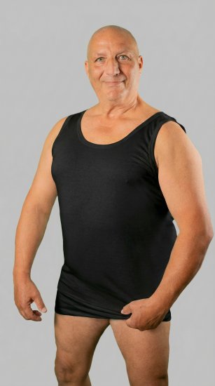 20 Nodi Crew Neck Tank Top in Combed Cotton Jersey Black - Sous-vêtements & bain - Sous-vêtements Grande Taille