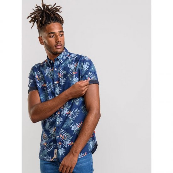 D555 Reuben Hawaii Shirt Navy - Chemises - Chemises Grandes Tailles Hommes