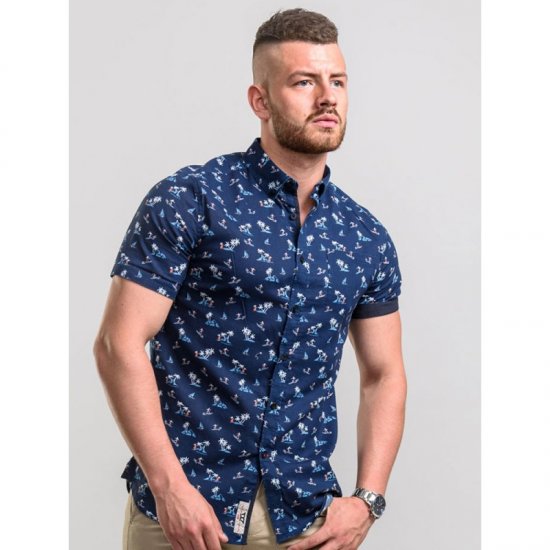 D555 Davian Hawaii Shirt Navy - Chemises - Chemises Grandes Tailles Hommes