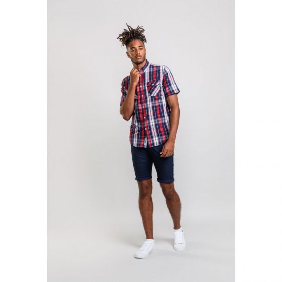 D555 Terell Shirt Navy/Red - Chemises - Chemises Grandes Tailles Hommes