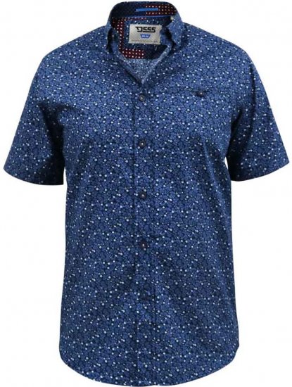 D555 Tristain S/S Floral Ao Print Shirt Navy - Chemises - Chemises Grandes Tailles Hommes
