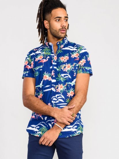 D555 Durham Flamingo Hawaiian Ao Print Shirt - Chemises - Chemises Grandes Tailles Hommes
