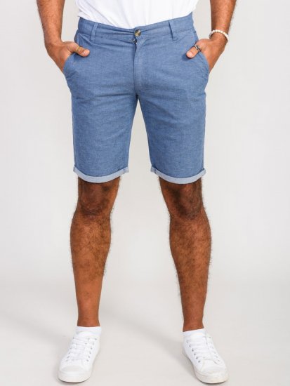 D555 Alderton Stretch Chambray Shorts Navy - Shorts - Shorts hommes grande taille