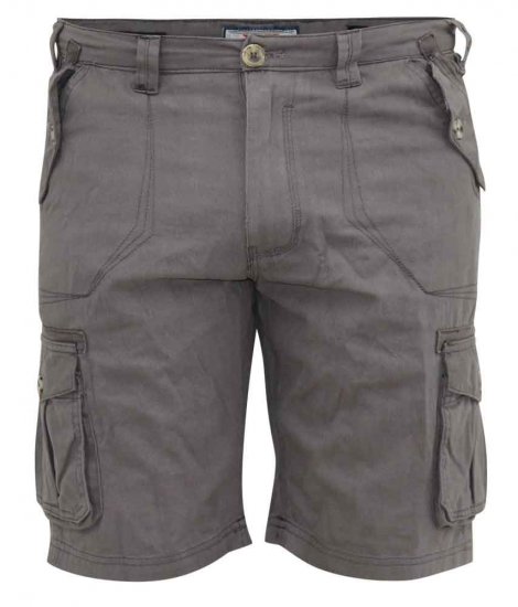 D555 Melton Cotton Cargo Shorts Grey - Shorts - Shorts hommes grande taille