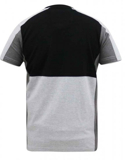 D555 Felix Couture Crew Neck Cut And Sew T-Shirt Black/Charcoal - T-shirts - T-shirts Homme Grande Taille