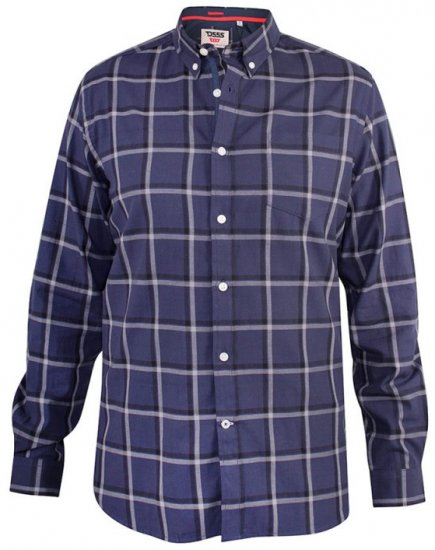 D555 Townsville Check Button Down Collar Shirt Navy - Chemises - Chemises Grandes Tailles Hommes