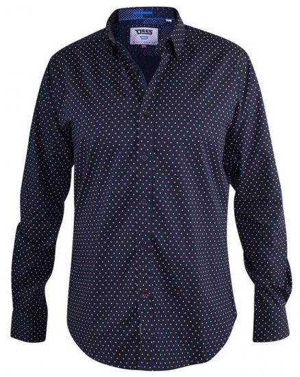 D555 Adelaide Long Sleeve Printed Shirt Navy - Chemises - Chemises Grandes Tailles Hommes