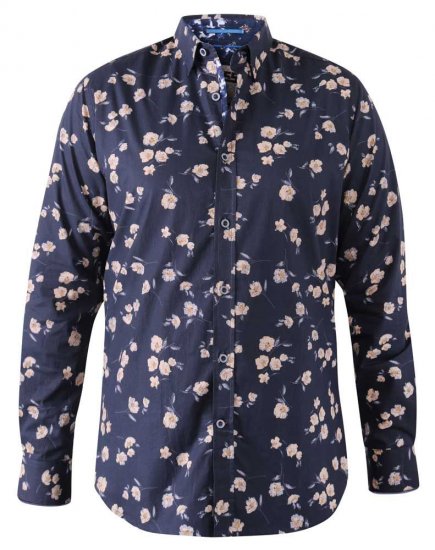 D555 Rooksey Floral Print Shirt Navy - Chemises - Chemises Grandes Tailles Hommes