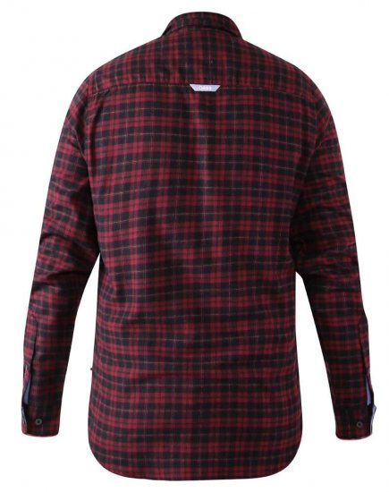 D555 Holton Dark Red Checked Flannel Shirt - Chemises - Chemises Grandes Tailles Hommes