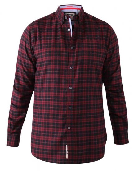 D555 Holton Dark Red Checked Flannel Shirt - Chemises - Chemises Grandes Tailles Hommes