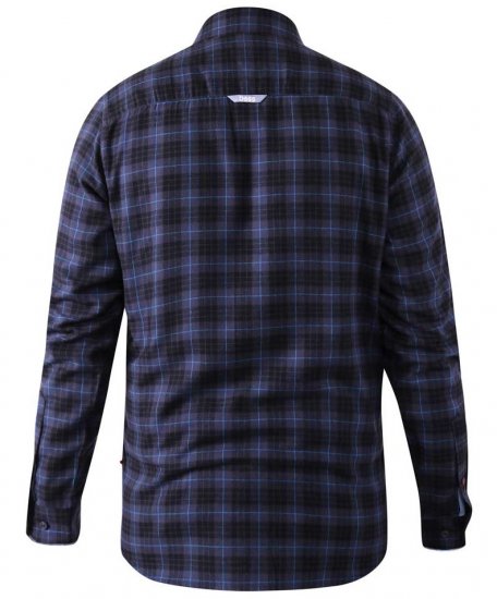 D555 Dovercourt Flannel Check Shirt Blue and Black - Chemises - Chemises Grandes Tailles Hommes