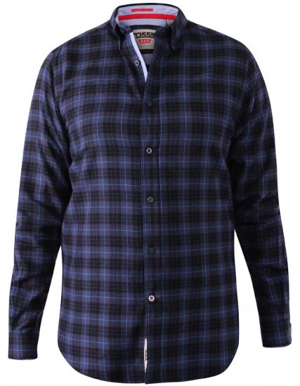 D555 Dovercourt Flannel Check Shirt Blue and Black - Chemises - Chemises Grandes Tailles Hommes