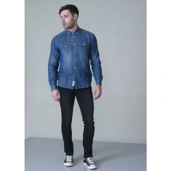 D555 Adcock Long Sleeve Vintage Denim Shirt - Chemises - Chemises Grandes Tailles Hommes