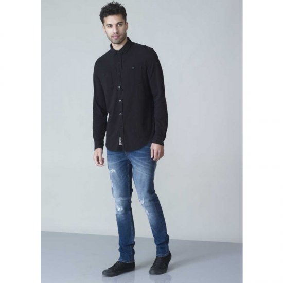 D555 Donnie Long Sleeve Jersey Shirt Black - Chemises - Chemises Grandes Tailles Hommes