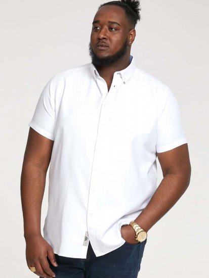 D555 James Short Sleeve Oxford Shirt White - Chemises - Chemises Grandes Tailles Hommes