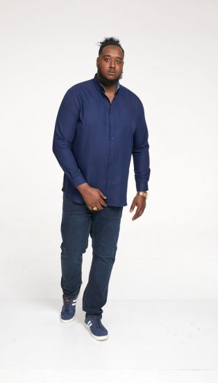 D555 Richard Long Sleeve Oxford Shirt Navy - Chemises - Chemises Grandes Tailles Hommes