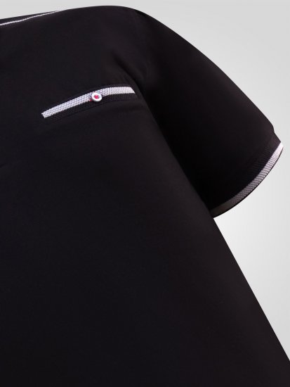D555 Potts Jersey Polo With Jacquard Collar & Cuffs Noir - Polos - Polos homme grande taille