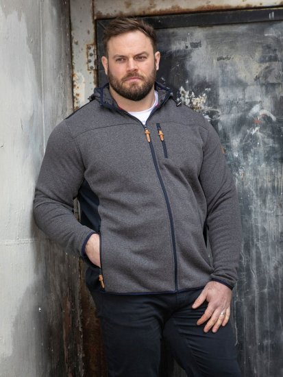 D555 Conrad Detachable Hood Bonded Fleece Zip Through Hoody Bleu marine - Sweatshirts & hoodies - Sweatshirts/Hoodies grande taille homme