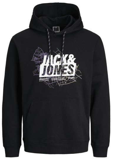 Jack & Jones JCOMAP LOGO SWEAT Hoodie Black - Sweatshirts & hoodies - Sweatshirts/Hoodies grande taille homme