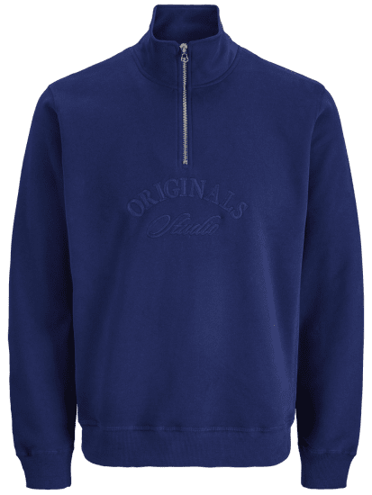 Jack & Jones Bleecker Branding High Neck Sweatshirt Ocean Cavern - Sweatshirts & hoodies - Sweatshirts/Hoodies grande taille homme