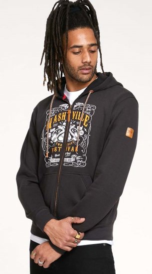 D555 KNEBWORTH Full Zip Hoody With Chest Print Black - Sweatshirts & hoodies - Sweatshirts/Hoodies grande taille homme