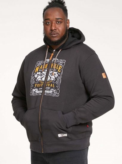 D555 KNEBWORTH Full Zip Hoody With Chest Print Black - Sweatshirts & hoodies - Sweatshirts/Hoodies grande taille homme