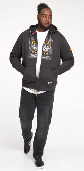 D555 KNEBWORTH Full Zip Hoody With Chest Print Black - Sweatshirts & hoodies - Sweatshirts/Hoodies grande taille homme