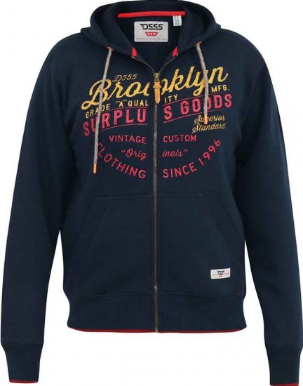 D555 WORCESTER Full Zip Hoody With Brooklyn Chest Print - Sweatshirts & hoodies - Sweatshirts/Hoodies grande taille homme