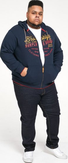 D555 WORCESTER Full Zip Hoody With Brooklyn Chest Print - Sweatshirts & hoodies - Sweatshirts/Hoodies grande taille homme
