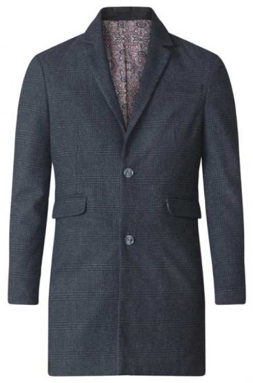 D555 Terry Checked Overcoat Charcoal - Vestes - Vestes Homme Grandes Tailles