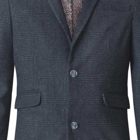 D555 Terry Checked Overcoat Charcoal - Vestes - Vestes Homme Grandes Tailles
