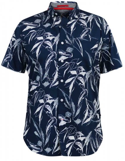 D555 FINLEY Hawaiian AO Print Shirt Navy - Chemises - Chemises Grandes Tailles Hommes
