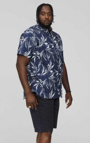 D555 FINLEY Hawaiian AO Print Shirt Navy - Chemises - Chemises Grandes Tailles Hommes