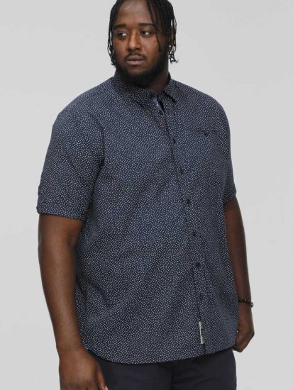 D555 BRODY S/S Micro AO Print Shirt Navy - Chemises - Chemises Grandes Tailles Hommes