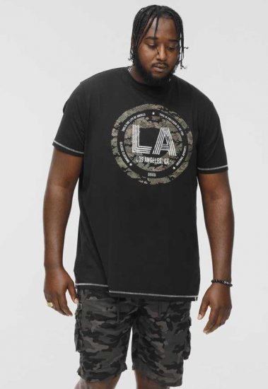 D555 BENNY LA Camo Printed Crew Neck T-Shirt Black - T-shirts - T-shirts Homme Grande Taille