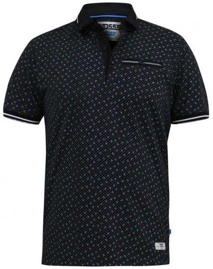 D555 WILSON AO Printed Polo Shirt Black - Polos - Polos homme grande taille