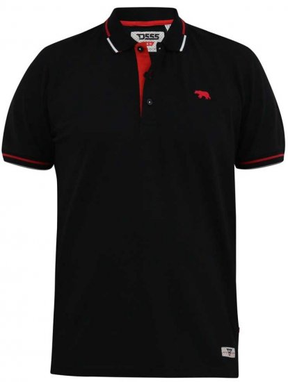 D555 SALFORD 2 Pique Polo Black - Polos - Polos homme grande taille