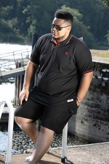 D555 SALFORD 2 Pique Polo Black - Polos - Polos homme grande taille