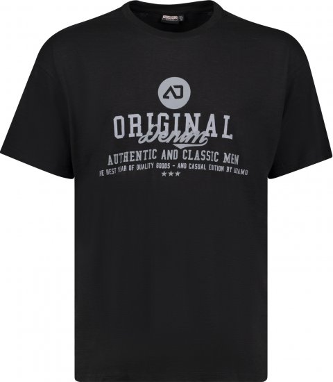 Adamo Sandro Regular fit Slub effect T-shirt Black - T-shirts - T-shirts Homme Grande Taille