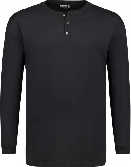 Adamo Sven Regular fit Serafino Long sleeve T-shirt Black - T-shirts - T-shirts Homme Grande Taille
