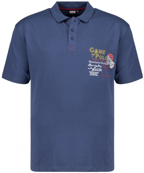 Adamo Perth Printed Polo Shirt Denim Blue - Polos - Polos homme grande taille